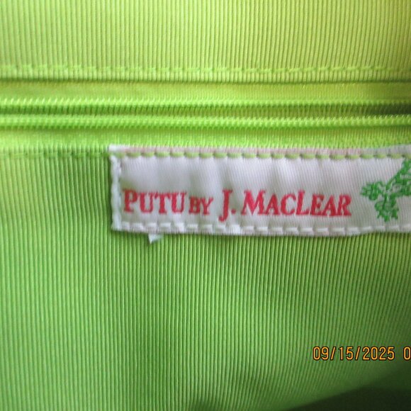 PUTU BY J MACLEAR PINK WHITE FLORAL & GREEN STAPS & LINING BAG~ - Picture 10 of 12